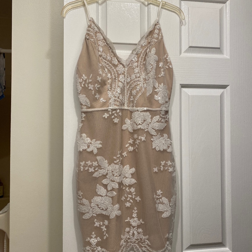 Brand you never won white lace mini dress